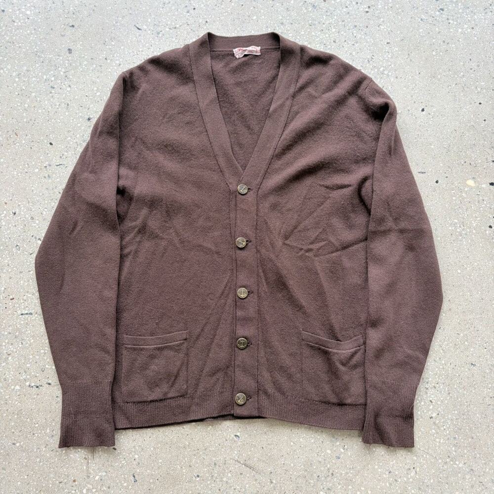 Vintage 60s Jaegar Brown Cashmere Cardigan Sweater